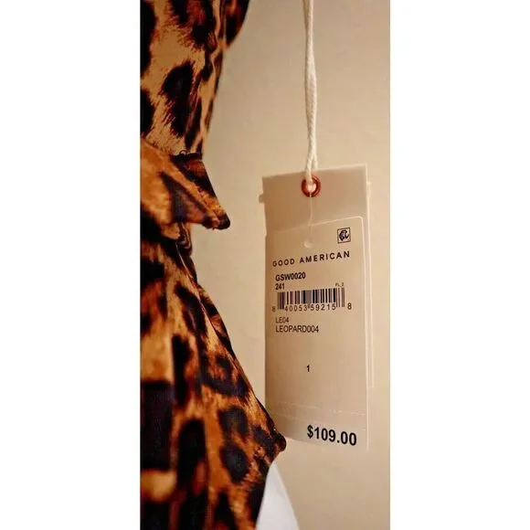 Good American GSW0020 Women's Sz 1/S Leopard Print Showoff 1-Pc Swimsuit - Picture 4 of 12